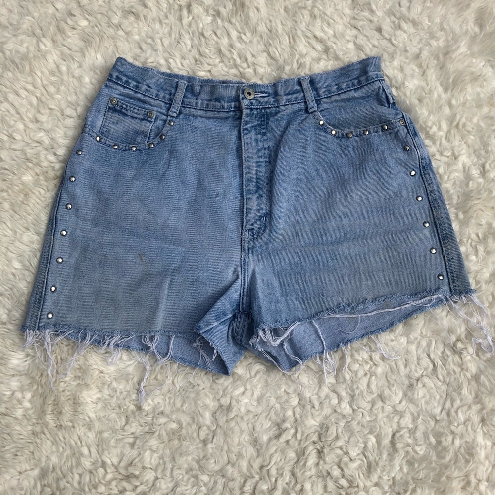 Vintage High Rise Shorts With Pink Butterfly Patch